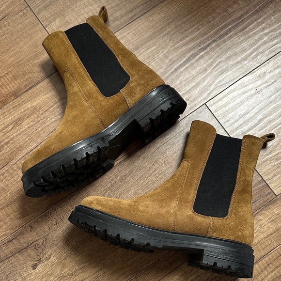 SEZANE LENA LOW LUG SOLE BOOTS SIZE 8 COLOR TAN - Picture 3 of 5